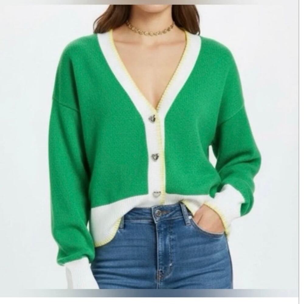 Kerri Rosenthal XO Drippy Heart Cardigan Sweater